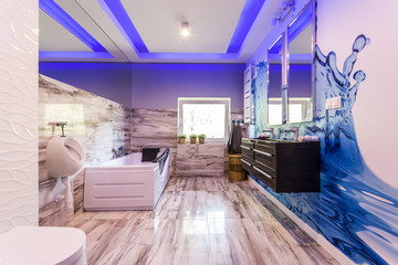 Marble bathroom with bath