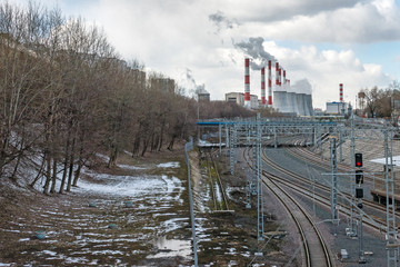 Obraz premium Thermal power station and cloudy day