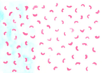 Watercolor pink rose dots hand drawn pattern