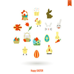 Fototapeta premium Celebration Easter Icons