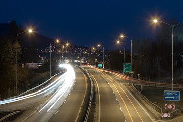 Fototapeta na wymiar city exit road at night, Nitra, Slovakia