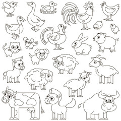 Farm Animals set colorless.