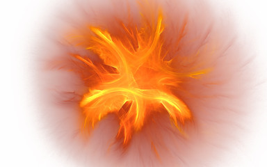 Naklejka na ściany i meble 3D rendering and isolated abstract fire flame fractal on white background