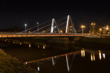 Fototapeta na wymiar modern little bridge at night, Chrenova, Nitra, Slovakia