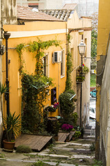 Fototapeta na wymiar CAGLIARI: panoramica di Vico Santa Margherita, all'interno del quartiere Castello - Sardegna