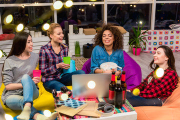 Outgoing women chatting at party