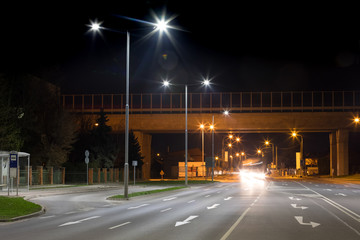 Fototapeta na wymiar Night urban arterial road, Nitra, Slovakia
