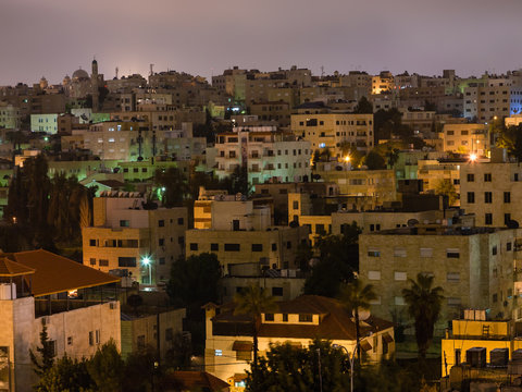 apartment houses in Amman city in night