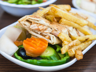 typical arabian fast food Shawerma with chicken