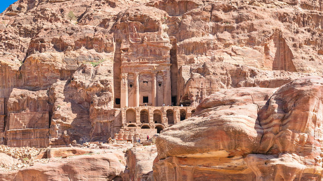 view of Royal Urn Tomb in ancient Petra city