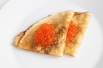 russian traditional blini with caviar