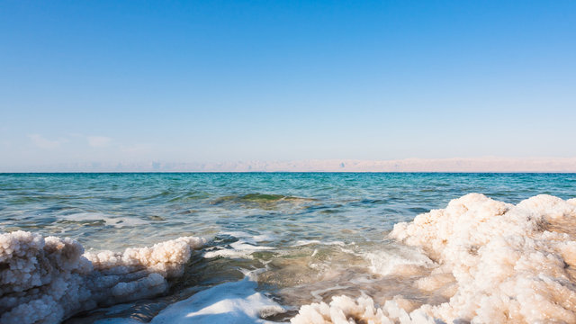 salt close up on coast of Dead Sea