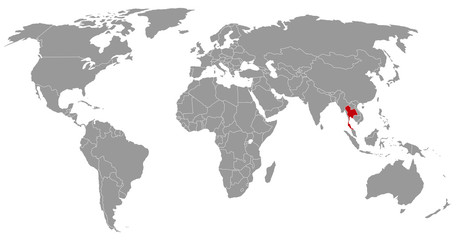 Thailand auf der Weltkarte