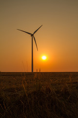 Obraz premium Windrad mit Sonnenuntergang