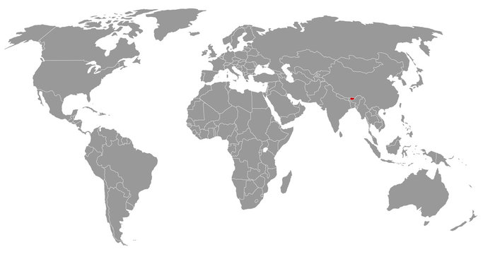Bhutan auf der Weltkarte