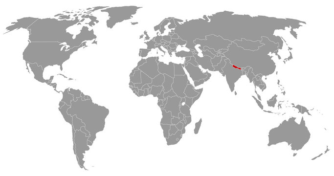 Nepal auf der Weltkarte