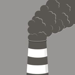 Factory pape. Air pollution. Vector illustration