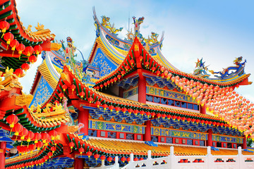 Obraz premium Red lanterns decoration in Thean Hou Temple, Kuala Lumpur, Malay