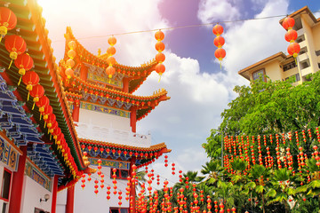 Red lanterns decoration in Thean Hou Temple, Kuala Lumpur, Malay