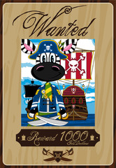 Cartoon Zebra Pirate Wanted Poster