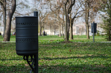 Trash bins in the Park