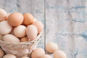 eggs on blue  wooden background