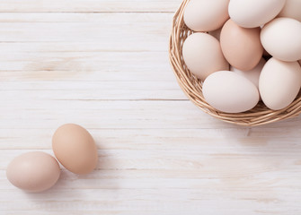 eggs on white wooden background