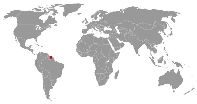 Suriname auf der Weltkarte