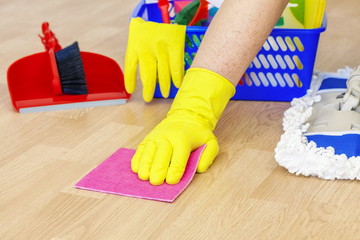 Man cleaning floor