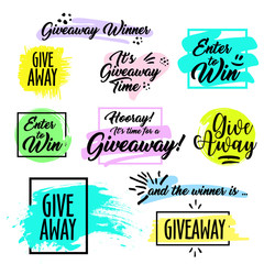 Giveaway handwritten lettering text and bright design elements