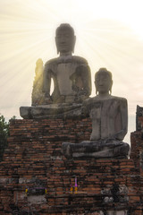 Two buddha statues, Thailand.