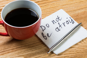 Romantic message written on napkin