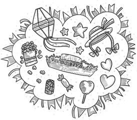 Handrawing June party designs