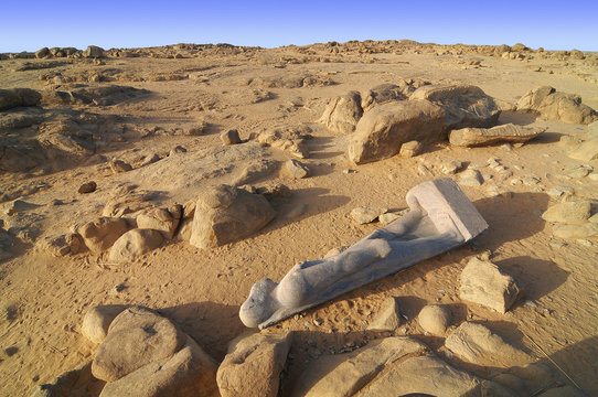 Tombos  -  an archaeological site in northern Sudan  with granite quarry and abandoned statue to the Pharaoh Taharqa
