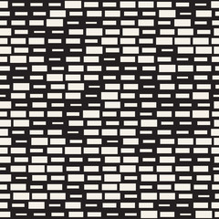 Vector Seamless Black And White Irregular Dash Rectangles. Abstract Geometric Background Design