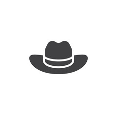Men's Cowboy Hat icon vector, filled flat sign, solid pictogram isolated on white. Symbol, logo illustration. Pixel perfect