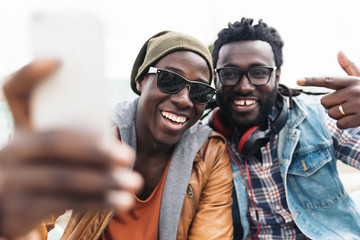 Two black race friends having fun.