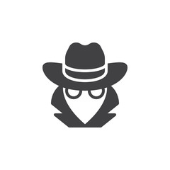 Spy, agent icon vector, filled flat sign, solid pictogram isolated on white. Symbol, logo illustration. Pixel perfect
