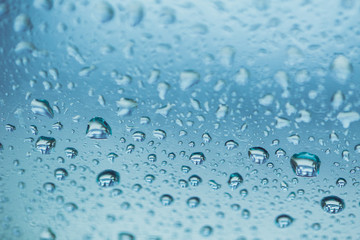 Rainy season Humidity Water wet moisture, Water drop background blue color tone.