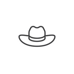 Men's Cowboy Hat line icon, outline vector sign, linear style pictogram isolated on white. Symbol, logo illustration. Editable stroke. Pixel perfect
