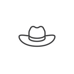Men's Cowboy Hat line icon, outline vector sign, linear style pictogram isolated on white. Symbol, logo illustration. Editable stroke. Pixel perfect