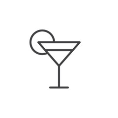 Cocktail glass line icon, outline vector sign, linear style pictogram isolated on white. Symbol, logo illustration. Editable stroke. Pixel perfect