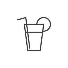 Lemonade, fresh drink line icon, outline vector sign, linear style pictogram isolated on white. Symbol, logo illustration. Editable stroke. Pixel perfect