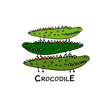 Crocodiles family, sketch for your design