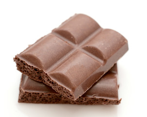 close up a chocolate bar on isolated white background. photo for you catalog or store.