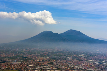 Panorama of Naples and mount Vesuvius, Italy