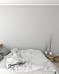Fototapeta na wymiar mock up bedroom hipster style interior background. 3d viz