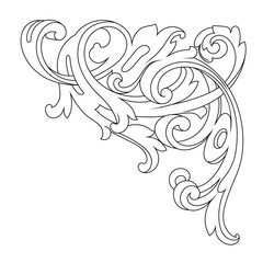 Vintage baroque ornament, corner. Retro pattern antique style acanthus. Decorative design element filigree calligraphy vector. - stock vector