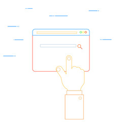 The hand clicks on the web page. Vector illustration .