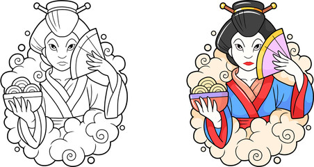 Sweet Geisha keeps a bowl of noodles